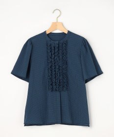 組曲 【先行予約】【WEB限定】サッカーギンガムチェック フロントフリルブラウス