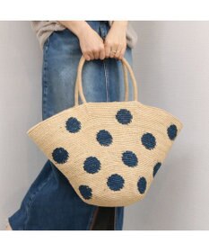 UNBILLION カシュカシュ cachecache / ドット柄ラフィアビッグトートバッグ カゴバッグ