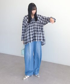 Green Parks 【しゃれシャツ】イージーケアＶネックチェックブラウス