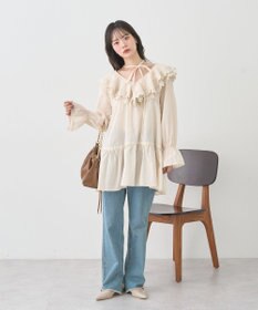 earth music&ecology 【綿100％】サイドリボンラッフルミニワンピース