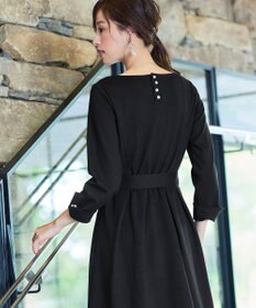 Tiaclasse 【GOLD LABEL・洗える】パールボタン付きポンチワンピース