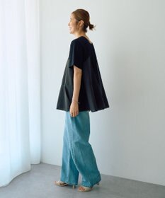 YECCA VECCA 【DOLL UP OOPS】異素材切替フレアートップス