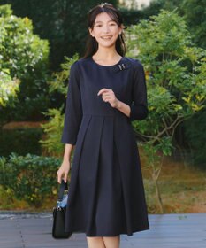 Tiaclasse 【3WAY】リボンブローチ＆ベルト付きフレアワンピース