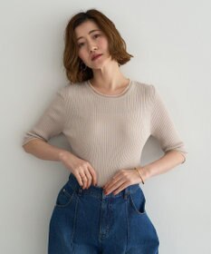 YECCA VECCA シアーMIX5分袖ニット