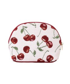Maison de FLEUR チェリー柄ゴブランラウンドポーチ