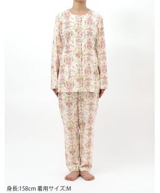 WACOAL パジャマ 長袖 長ズボン 綿100%(本体) ミントン レディース NDX541 /ワコール