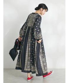 CRAFT STANDARD BOUTIQUE パネル柄ウエスト切り替えボリュームワンピース