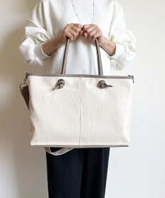 Hekhèr Le Style de Vie 【日本製 / A4サイズ対応/2WAY】コットンキャンバス×シュリンクレザー ノットトートバッグ large