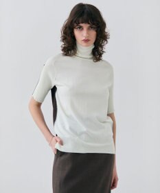 BEIGE， 【洗える】JULIE / シルク混カラーブロックタートルニット