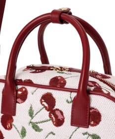 Maison de FLEUR チェリー柄ゴブランボストンバッグ