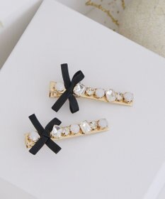 Maison de FLEUR ビジューリボン2セットピン