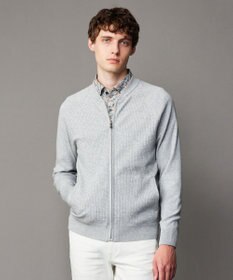 JOSEPH ABBOUD 【チクチクしない/洗える/3シーズン対応】ＳＮＯＷＹボーダー ニットブルゾン