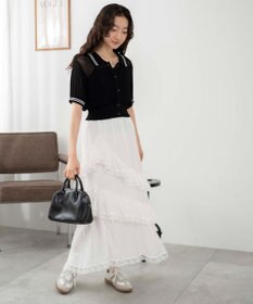 WEGO 襟付きメッシュニットショートカーデ