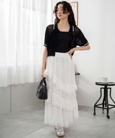 WEGO 襟付きメッシュニットショートカーデ