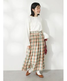 CRAFT STANDARD BOUTIQUE チェックギャザーロングスカート