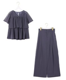 ANY SIS 【洗える】ティアードトップス×ワイドパンツSET