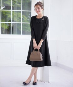 Tiaclasse L 【安田美沙子さん着用・洗える】フレアAラインリボンワンピース