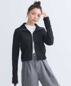 earth music&ecology ベロアケーブルＺｉｐカーディガン