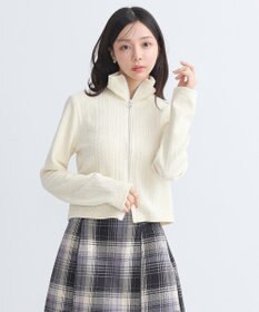 earth music&ecology ベロアケーブルＺｉｐカーディガン