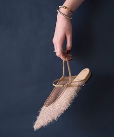 BEIGE， 【一部店舗限定】HENRI EN VARGO / LULU ファーバックストラップパンプス