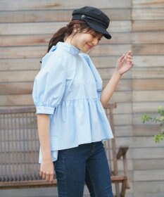 Feroux 【新色追加・ONWARD CROSSET MAG掲載】バックリボンパフスリーブ ブラウス