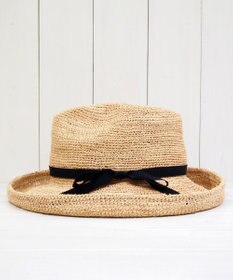 石田製帽 ラフィア糸入りかぎ編みポークセーラ　細リボン