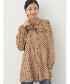 earth music&ecology ドットチュニック丈リボン付きワンピース