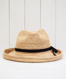 石田製帽 ラフィア糸入りかぎ編みポークセーラ　細リボン