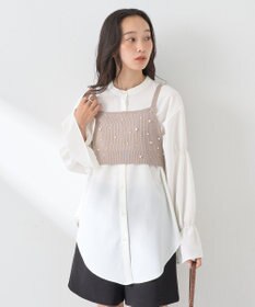 earth music&ecology ＳＥＴ２点パールビスチェ＋シャツ