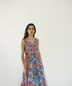 GRACE CONTINENTAL パネルプリントティアードワンピース