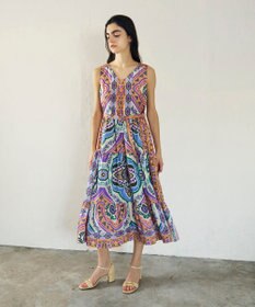 GRACE CONTINENTAL パネルプリントティアードワンピース
