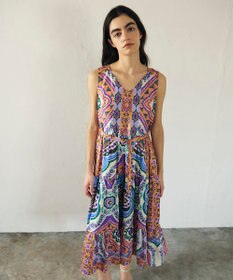 GRACE CONTINENTAL パネルプリントティアードワンピース