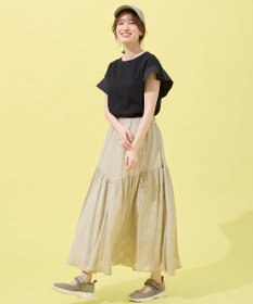 ANY 【ウエストゴム】モールストライプティアードスカート