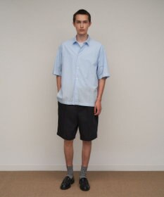 ATON SHRINK COTTON LAWN | オーバーサイズハーフスリーブシャツ - UNISEX