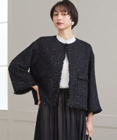 23区 GIOLICAツイード ノーカラー ジャケット