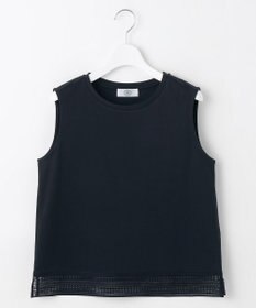 J.PRESS LADIES L 【人気のため追加・洗える】ノースリーブスムースジャージー レース カットソー