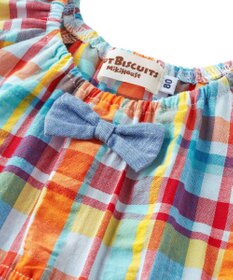 MIKI HOUSE HOT BISCUITS 【80-120cm】 チェック柄 フレンチスリーブ ワンピース
