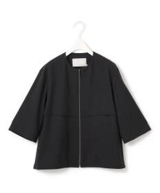 ICB L 【UVカット・洗える】ウール2WAYストレッチ ノーカラーブルゾン