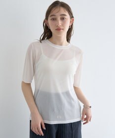 YECCA VECCA クルーネック5分袖シアートップス