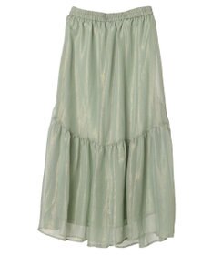 YECCA VECCA 箔プリントシアーギャザースカート