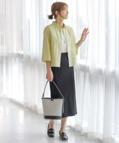 J.PRESS LADIES 【洗える】リネンminiチェック フロントピンタック シャツ