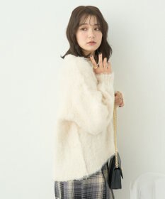 earth music&ecology フワフワパールニットカーディガン