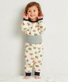 MIKI HOUSE HOT BISCUITS 【80-120cm】 あったかキルト素材 乗り物柄 腹巻き付き長袖パジャマ
