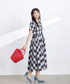 Tiaclasse 【袖が選べる・洗える】大柄ギンガムチェックワンピース