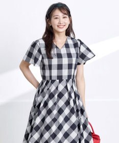 Tiaclasse 【袖が選べる・洗える】大柄ギンガムチェックワンピース