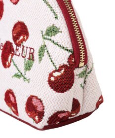 Maison de FLEUR チェリー柄ゴブランラウンドポーチ