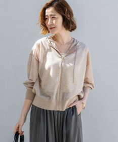 23区 シャイニーシアーニット ジップアップ パーカー