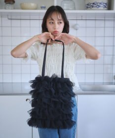 earth music&ecology ドットチュールフリルトートバッグ