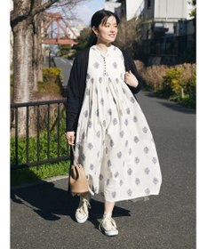 CRAFT STANDARD BOUTIQUE インド綿混フラワーモチーフワンピース