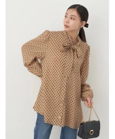 earth music&ecology ドットチュニック丈リボン付きワンピース